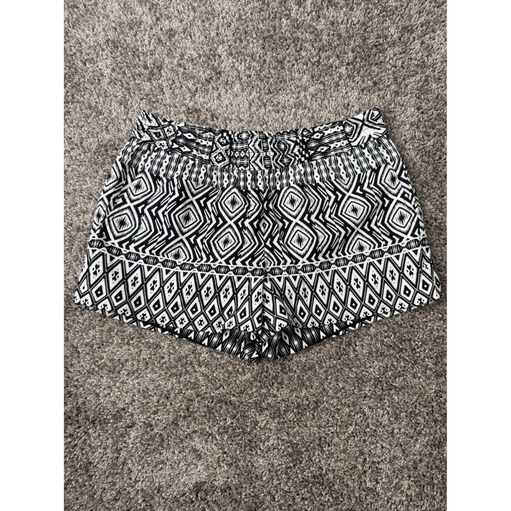 J.Crew Black White Geometric Print Elastic Waist Shorts Size 4 Boho Summer
